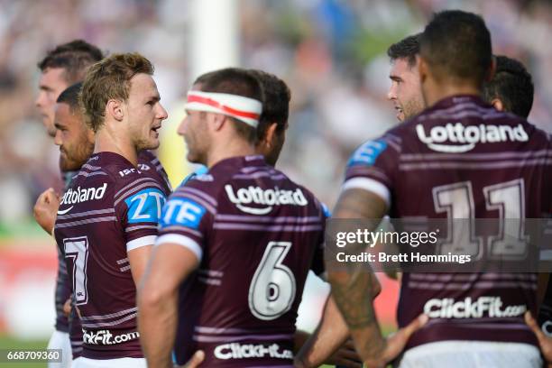 Daly Cherry-Evans of Manly shows his dejection during the round seven NRL match between the Manly Sea Eagles and the Melbourne Storm at Lottoland on...