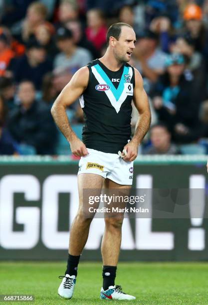 Matthew Broadbent of the Power is pictured during the round four AFL match between the Greater Western Sydney Giants and the Port Adelaide Power at...