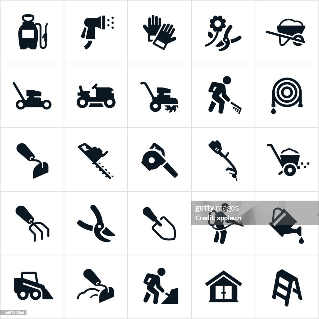 Yard Tools and Equipment Icons