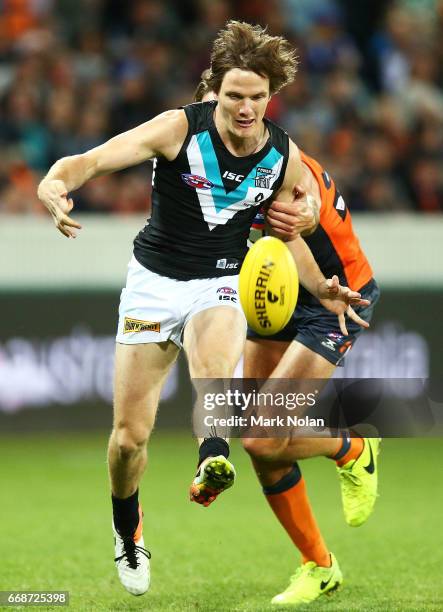 Jared Polec of the Power in action during the round four AFL match between the Greater Western Sydney Giants and the Port Adelaide Power at UNSW...