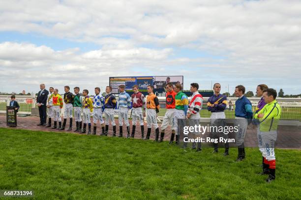 Greg Miles Presentation after the Bert Bryant Handicap at Caulfield Racecourse on April 15, 2017 in Caulfield, Australia.