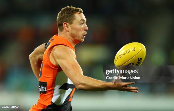 Devon Smith of the Giants in action during the round four AFL match between the Greater Western Sydney Giants and the Port Adelaide Power at UNSW...