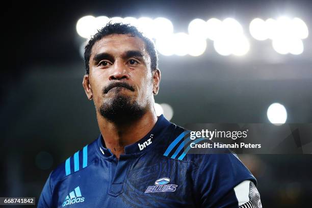 Jerome Kaino of the Blues walks off after losing the round eight Super Rugby match between the Blues and the Hurricanes at Eden Park on April 15,...