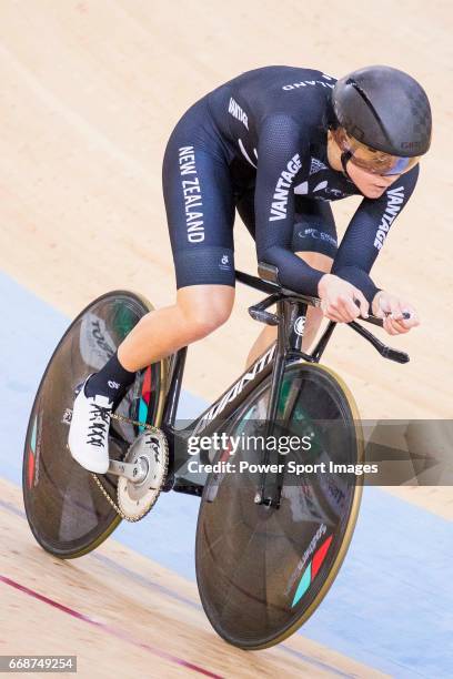 Jaime Nielsen of New Zealand competes on the Women's Individual Pursuit Qualifying during 2017 UCI World Cycling on April 15, 2017 in Hong Kong, Hong...