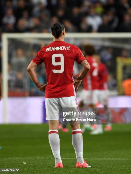 Zlatan Ibrahimovic of Manchester United in action during the UEFA Europa League quarter final first leg match between RSC Anderlecht and Manchester...