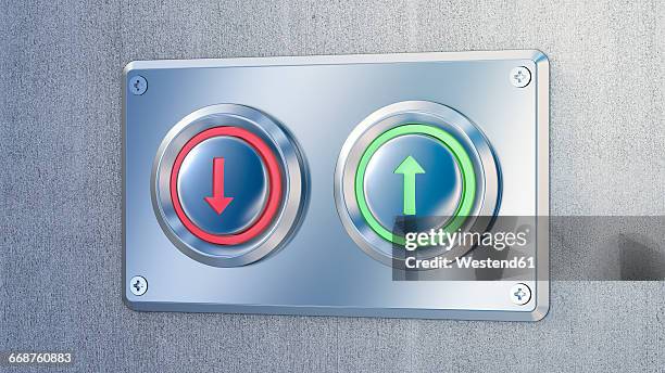 plate with red and green arrow signs - schalter stock-grafiken, -clipart, -cartoons und -symbole
