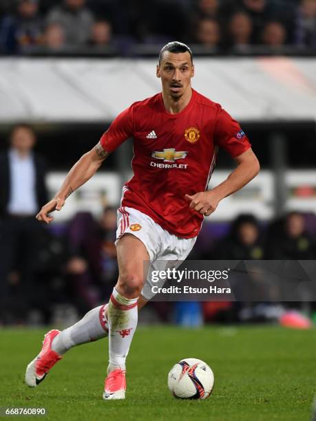 Zlatan Ibrahimovic of Manchester United in action during the UEFA Europa League quarter final first leg match between RSC Anderlecht and Manchester...