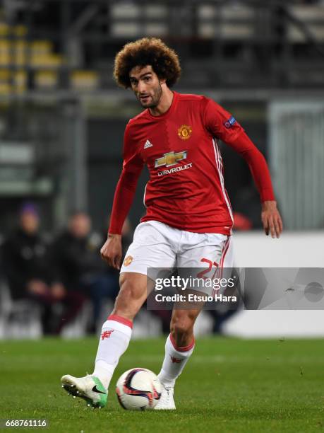 Marouane Fellaini of Manchester United in action during the UEFA Europa League quarter final first leg match between RSC Anderlecht and Manchester...