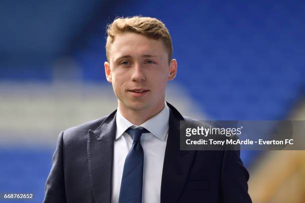 Matthew Pennington arrives before the Premier League match between Everton and Burnley at Goodison Park on April 15, 2017 in Liverpool, England.
