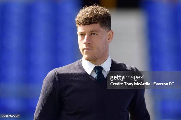 Ross Barkley arrives before the Premier League match between Everton and Burnley at Goodison Park on April 15, 2017 in Liverpool, England.