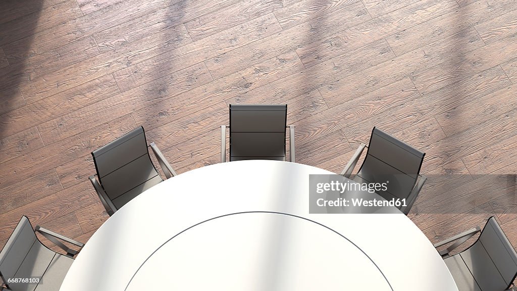 View To Round Conference Table From Above 3d Rendering High-Res Vector ...