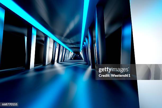 futuristic room, 3d rendering - perspective stock illustrations