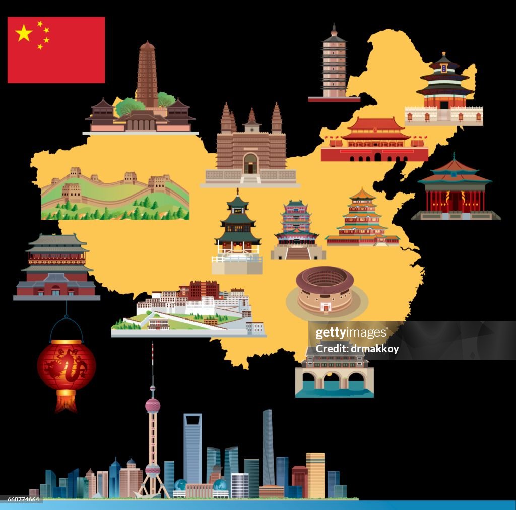 Cartoon Map Of China High-Res Vector Graphic - Getty Images