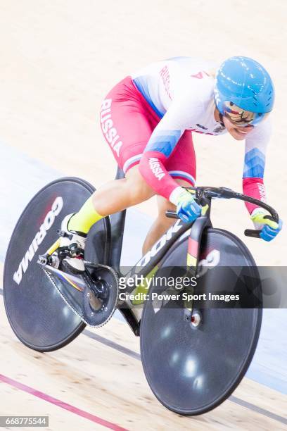 Anastasiia Voinova of Russia competes in Women's 500 TT Finals during 2017 UCI World Cycling on April 15, 2017 in Hong Kong, Hong Kong.