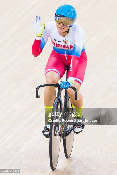 Anastasiia Voinova of Russia competes in Women's 500 TT Finals during 2017 UCI World Cycling on April 15, 2017 in Hong Kong, Hong Kong.