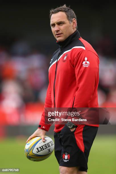 Gloucester Rugby forwards coach Trevor Woodman looks on prior to the Aviva Premiership match between Gloucester Rugby and Sale Sharks at Kingsholm...