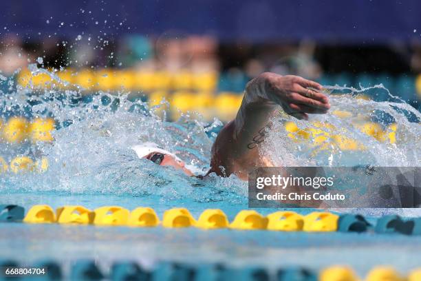 Joao De Lucca competes in the preliminary heat of the men's 200 meter freestyle on day two of the Arena Pro Swim Series - Mesa at Skyline Aquatic...