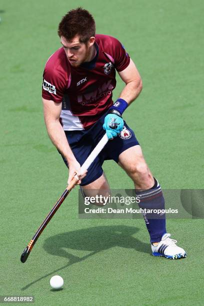 Henry Weir of Wimbledon in action during the Euro Hockey League KO16 match between Wimbledon and UHC Hamburg at held at HC Oranje-Rood on April 15,...