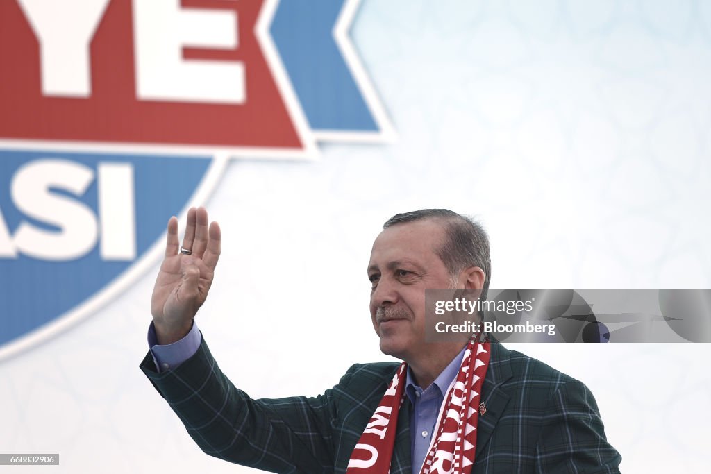 Turkey's President Recep Tayyip Erdogan Speaks At Yes Referendum Campaign Rally