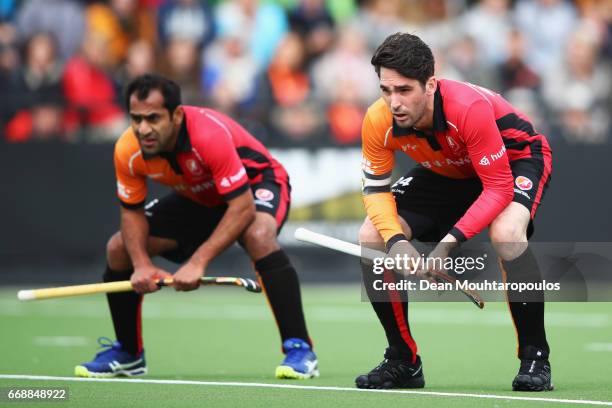 Robert Van Der Horst and Rashid Mehmood of HC Oranje-Rood look on during the Euro Hockey League KO16 match between HC Oranje-Rood and AH & BC...