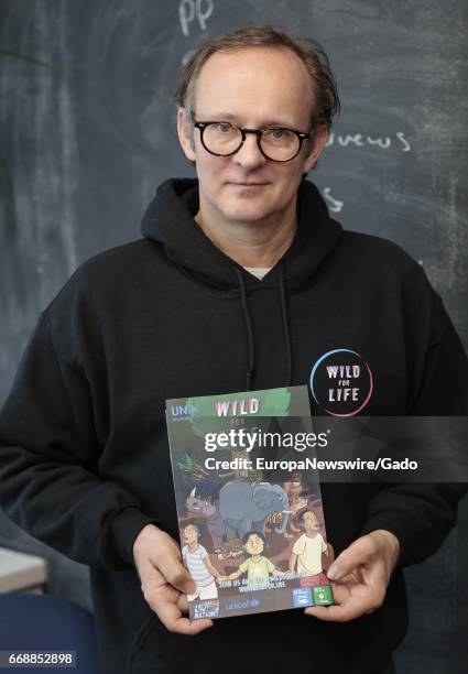 Sean Southey, CEO of PCI Media Impact during a photo op on the launch of the new United Nations comic book "Wild for Life", April 3, 2017. .