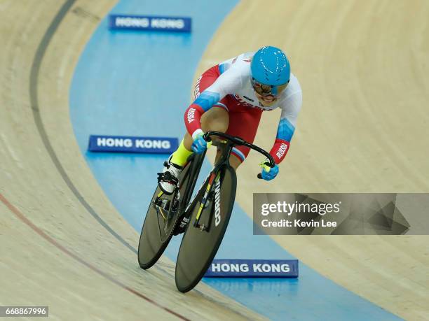 Anastasiia Voinova of Russia competes in Women's 500m Time Trial Final on Day 4 in 2017 UCI Track Cycling World Championships at Hong Kong Velodrome...