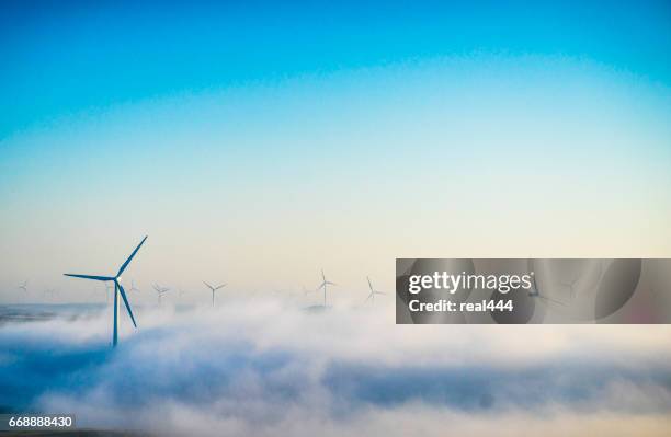 power generating windmills - panoramic landscape stock pictures, royalty-free photos & images