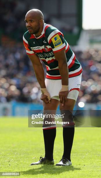 Pietersen of Leicester looks on during the Aviva Premiership match between Leicester Tigers and Newcastle Falcons at Welford Road on April 15, 2017...