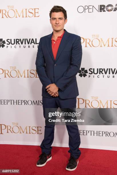 Orlando Bloom arrives to the Los Angeles premiere of 'The Promise' at TCL Chinese Theatre on April 12, 2017 in Hollywood, California.