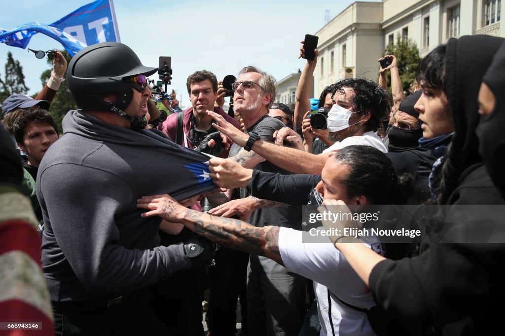 Pro-Trump Rally Attracts Anti-Trump Demonstrators In Berkeley, California