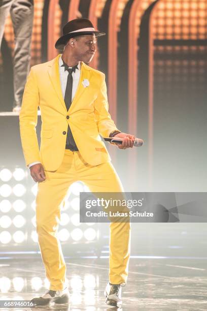 Ivanildo Kembel performs during the second event show of the tv competition 'Deutschland sucht den Superstar' at Coloneum on April 15, 2017 in...