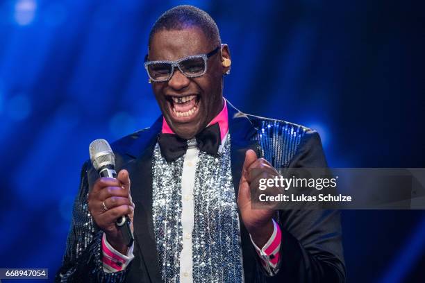 Alphonso Williams performs during the second event show of the tv competition 'Deutschland sucht den Superstar' at Coloneum on April 15, 2017 in...