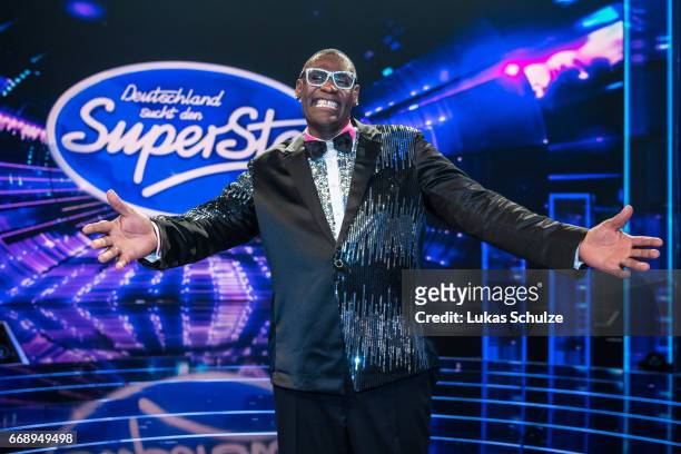 Alphonso Williams poses after the second event show of the tv competition 'Deutschland sucht den Superstar' at Coloneum on April 15, 2017 in Cologne,...
