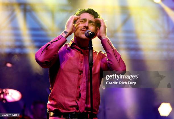 Singer Davey Havok of Dreamcar performs onstage at the Gobi tent during day 2 of the Coachella Valley Music And Arts Festival at Empire Polo Club on...