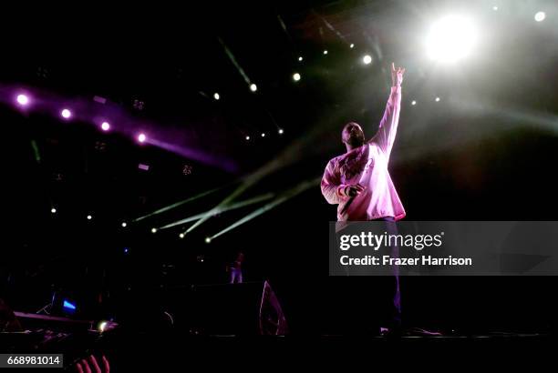 ScHoolboy Q performs at the Outdoor Stage during day 2 of the Coachella Valley Music And Arts Festival at the Empire Polo Club on April 15, 2017 in...