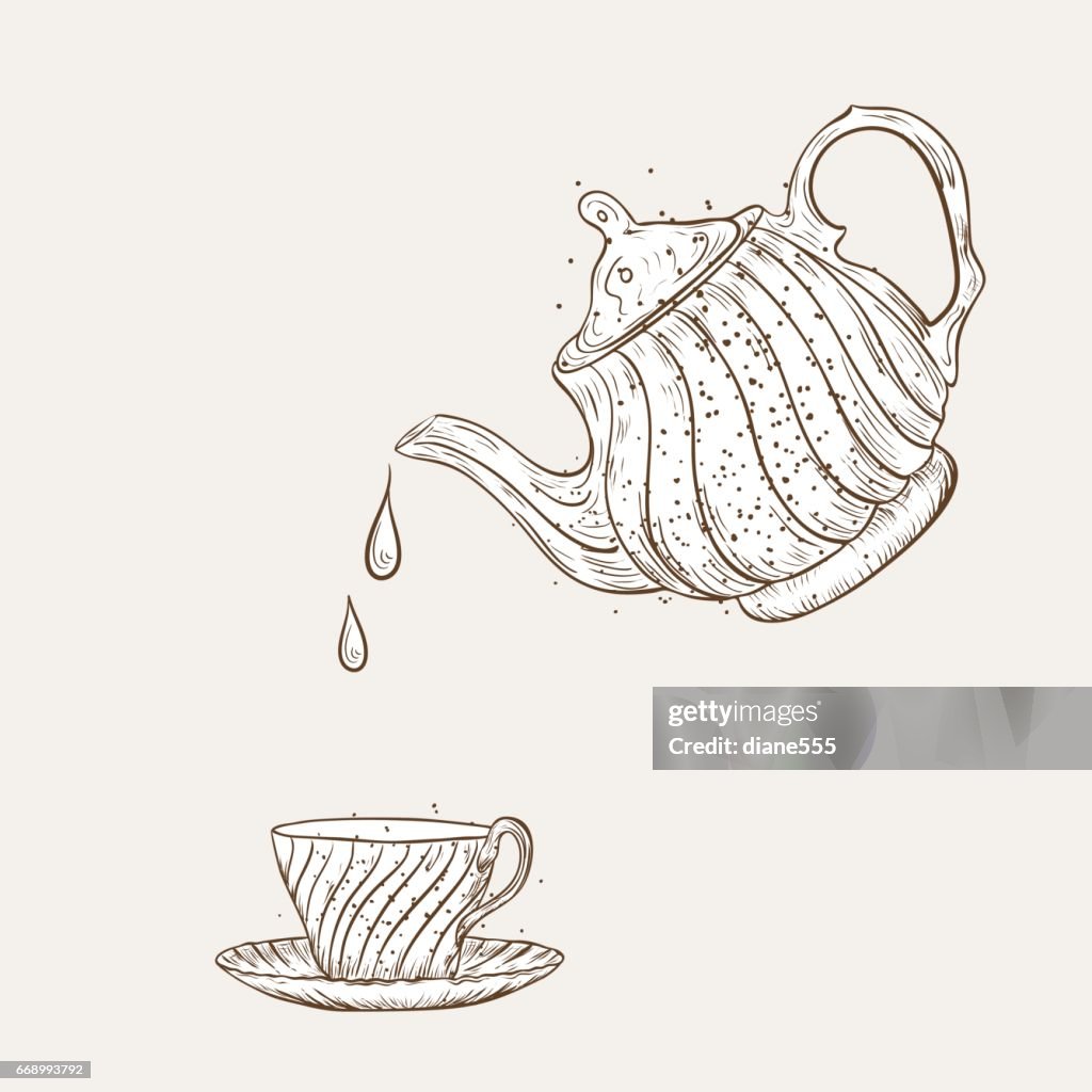 Vintage Style Hand Drawn Tea With Texture