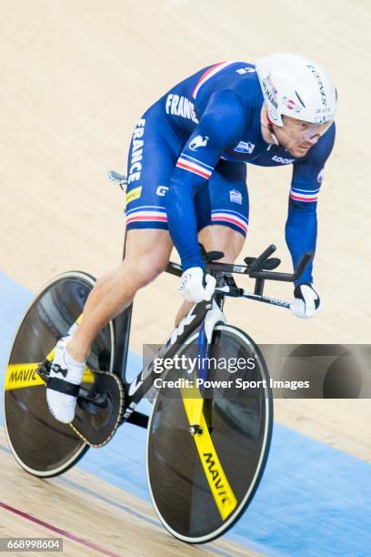 Francois Pervis of France competes in the Men's Kilometre TT - Qualifying during 2017 UCI World Cycling on April 16, 2017 in Hong Kong, Hong Kong.