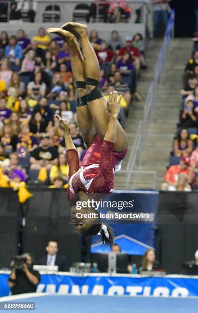 Alabama's Kiana Winston during her floor routine during semifinal 2 of the NCAA Women's Gymnastics National Championship on April 14 at Chaifetz...