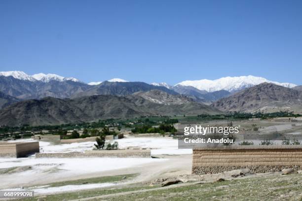 General view of the Acin district after The US military dropped America's most powerful non-nuclear bomb on Daesh targets in Nangarhar province of...