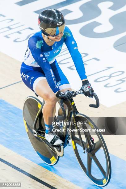 Lee Wai Sze of Hong Kong competes in the Women's Keirin - 2nd Round during 2017 UCI World Cycling on April 16, 2017 in Hong Kong, Hong Kong.