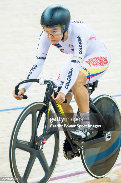 Martha Bayona Pineda of Colombia competes in the Women's Keirin - 2nd Round during 2017 UCI World Cycling on April 16, 2017 in Hong Kong, Hong Kong.