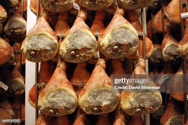Prosciutto di Parma, cured pork thighs, are matured at the modern state-of-the-art Ruliano prosciutto production plant 27 March 2017 in Riano di...