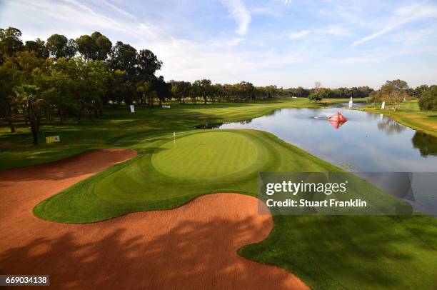 General view of the 12th hole during the fourth round of the Trophee Hassan II at Royal Golf Dar Es Salam on April 16, 2017 in Rabat, Morocco.