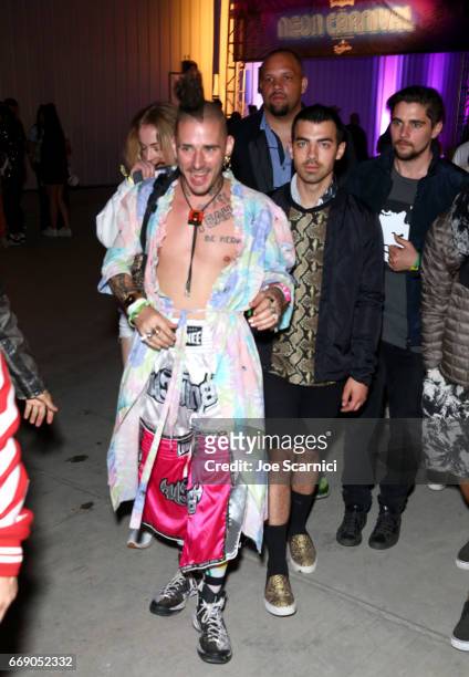 Musical artists Cole Whittle and Joe Jonas attend The Levi's Brand Presents NEON CARNIVAL with Tequila Don Julio on April 15, 2017 in Thermal,...