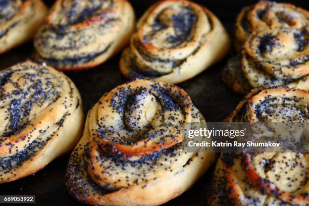 homemade heart-shaped poppy buns - poppy seed stock pictures, royalty-free photos & images