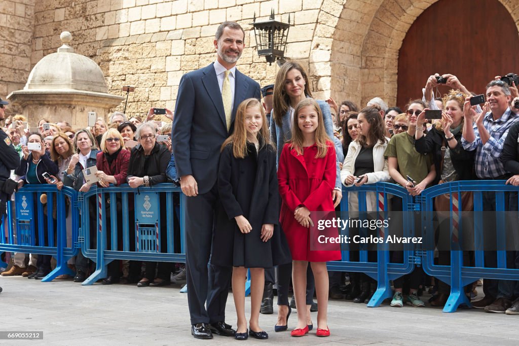 Spanish Royals Attends Easter Mass In Palma de Mallorca