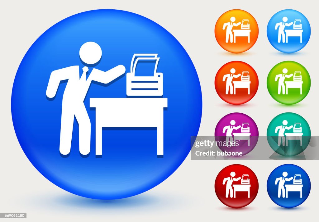 Paperwork Icon on Shiny Color Circle Buttons