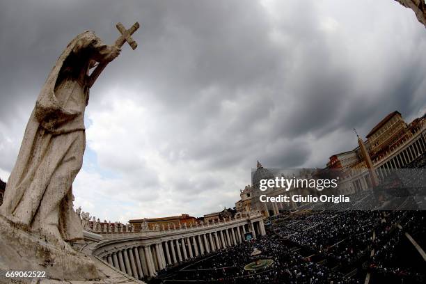 View of St. Peter's Square during Pope Francis' Easter Mass on April 16, 2017 in Vatican City, Vatican. The pontiff is due to visit Cairo on April...