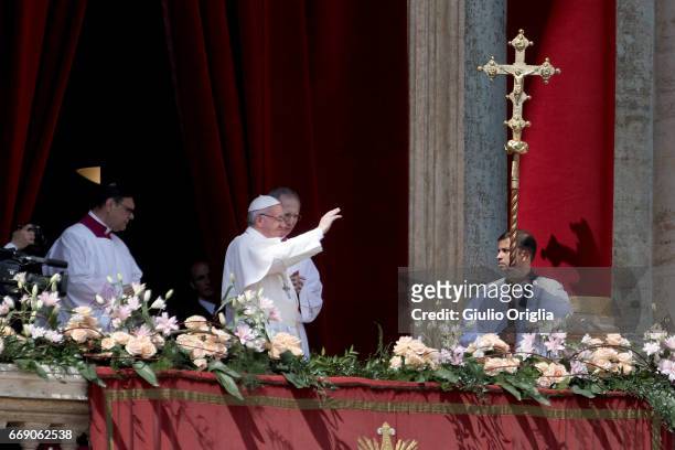 Pope Francis delivers his traditional 'Urbi et Orbi' Blessing - to the City of Rome, and to the World - from the central balcony overlooking St....