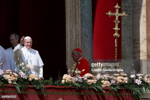 Pope Francis delivers his traditional 'Urbi et Orbi' Blessing - to the City of Rome, and to the World - from the central balcony overlooking St....